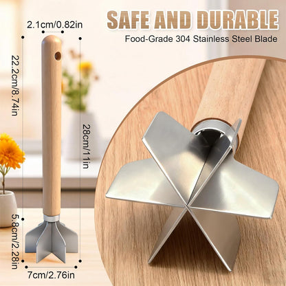 304 Stainless Steel Meat Chopper,Food Grade 6-Blade Ground Beef Chopper Potato Masher Hamburger Smasher Tool for Kitchen Cooking Vegetable Puree 11''