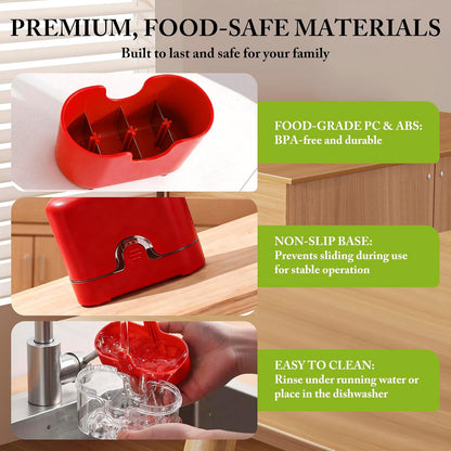 3-in-1 Cherry Pitter and Slicer, Manual Cherry Core Remover Tool Cuts Cherries in Half, for Kitchen Baking Making Cherry Jam Saving Time & Effort(Red)