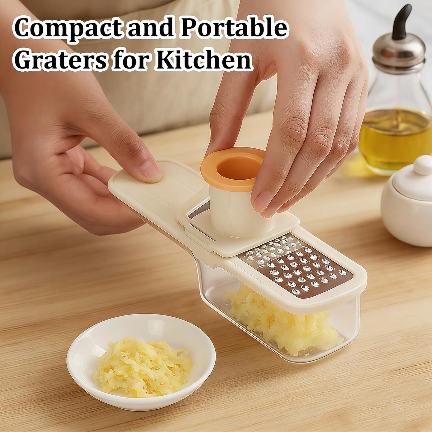 2 PCS Ginger Grater, Ginger Garlic Grater with Handle, Multifunction Zester Grater Tool, Grater Zester for Ginger and Nutmeg, Grinder for Kitchen Use, White and Green Color Options
