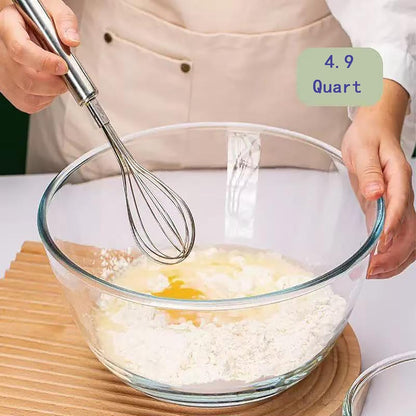 OZY Large Glass Bowl for Sourdough Bread Making,4.9 Quart Glass Mixing Bowl for Sourdough Bread with Lid,Large Glas Salad Bowl,Kitchen Salad Bread Storage