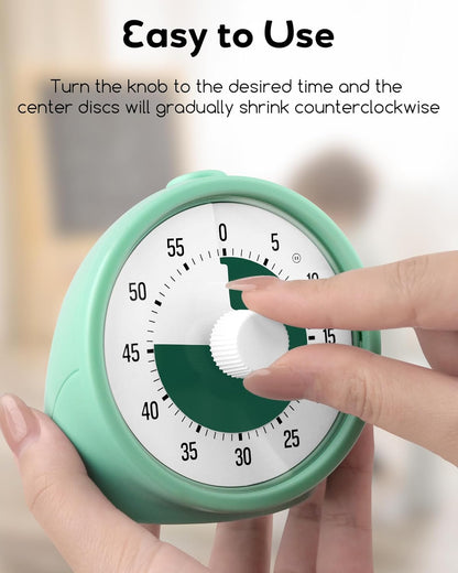 BellMan Visual Timer with Pause Button, 60 Minute Countdown Rainbow Timer for Kids and Adults with Silent Operation, Study and Meetings Time Management Tool, Design for Home, Office and Gift, White