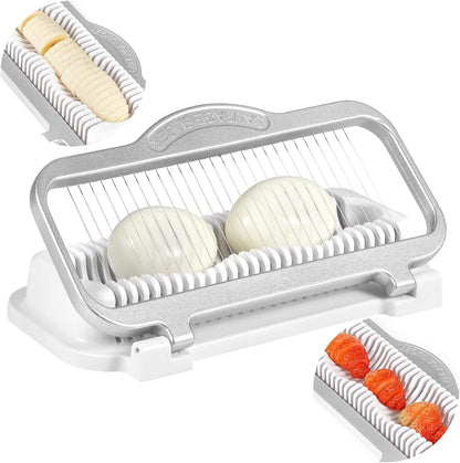 Larger Banana Slicer Egg Slicer for Hard Boiled Eggs, Stainless Steel & Aluminium Wires Strawberry slicer Multipurpose Heavy Duty Dishwasher Safe Banana Cutter slicer