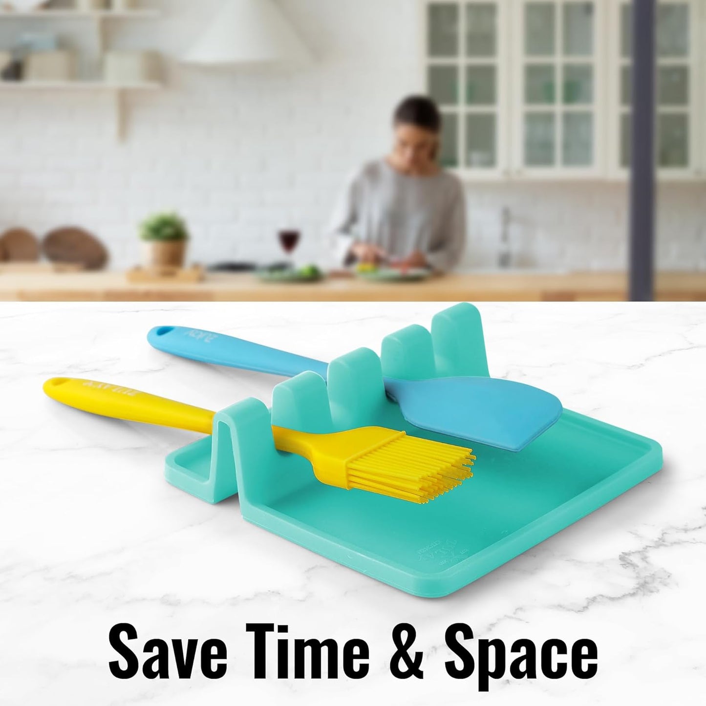 Zulay Kitchen Spoon Rest for Multiple Utensils High Heat-Resistant Silicone Drip Pad, BPA-Free Spoon Holder for Stove Top, Kitchen Gadget Holder for Ladles, Tongs, Cooking Spatula - Makes Great Gift