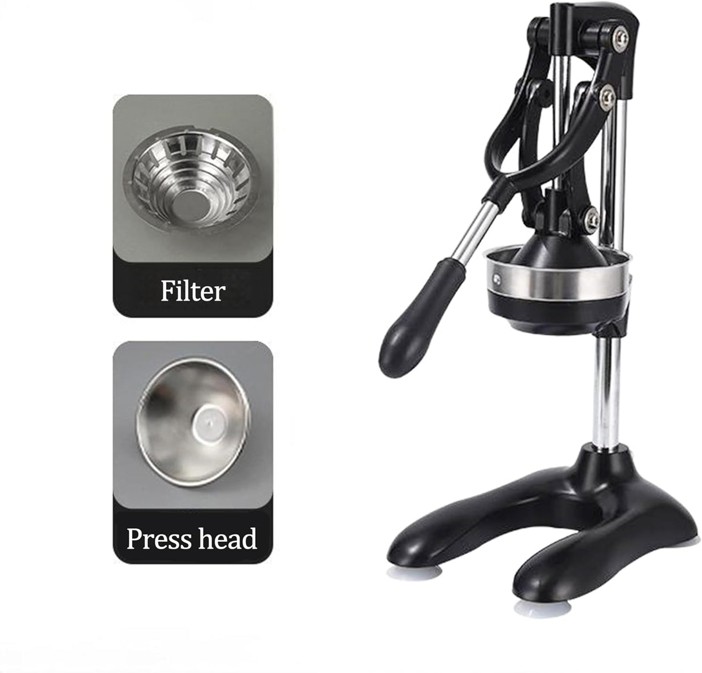 LIU&LIU Citrus Juicer with Lever Press,Hand Press Fruit Juicer with 304 Material Pressure Lid and Filter Screen, Removable and Easy to Clean,Silver