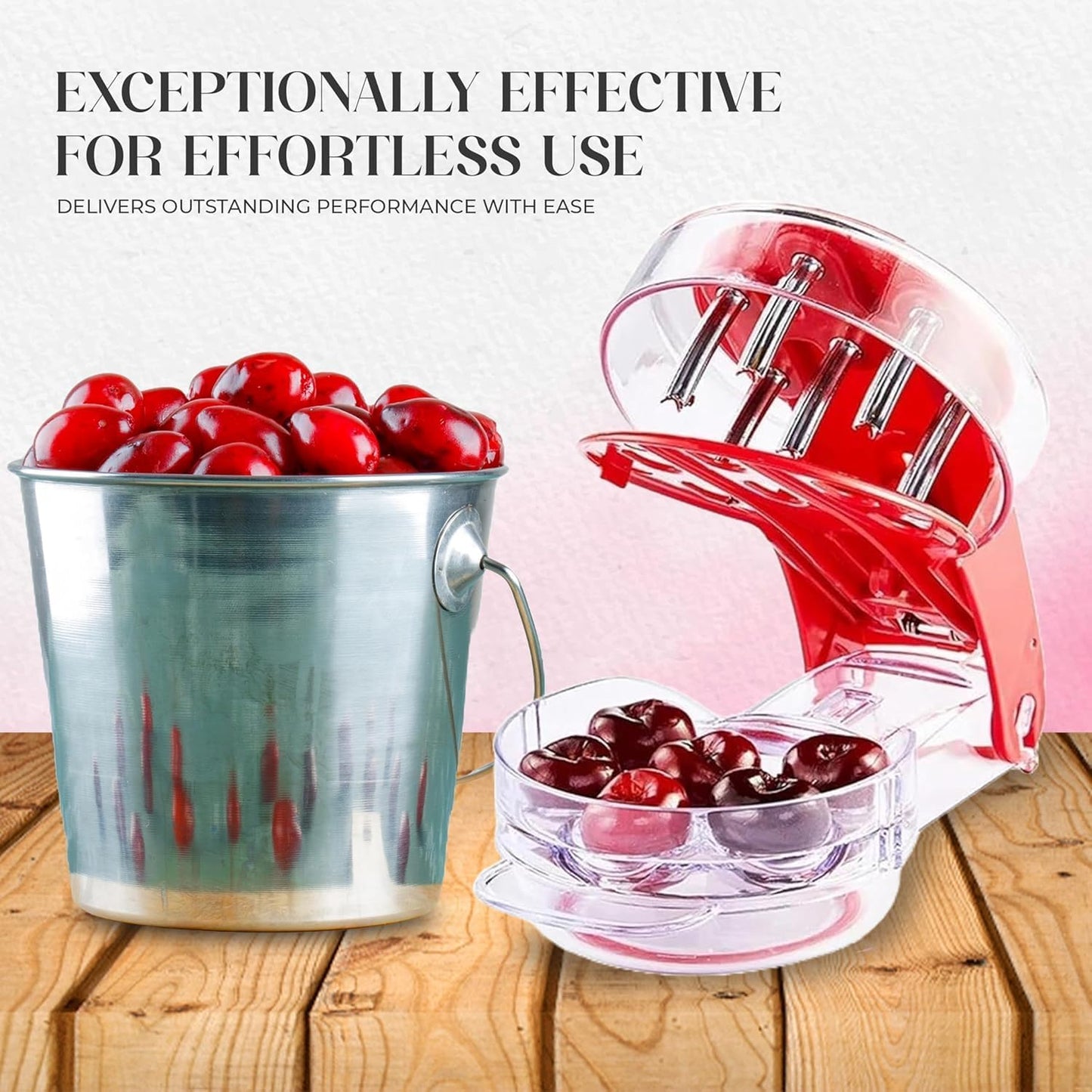 Cherry Pitter Tool - 6 Cherry Multi Pitter, Cherry Seed Remover & Cherry Pit Remover Tool, Stainless Steel Cherry Corer for Large Batch Prep, Baking, Canning & Olives