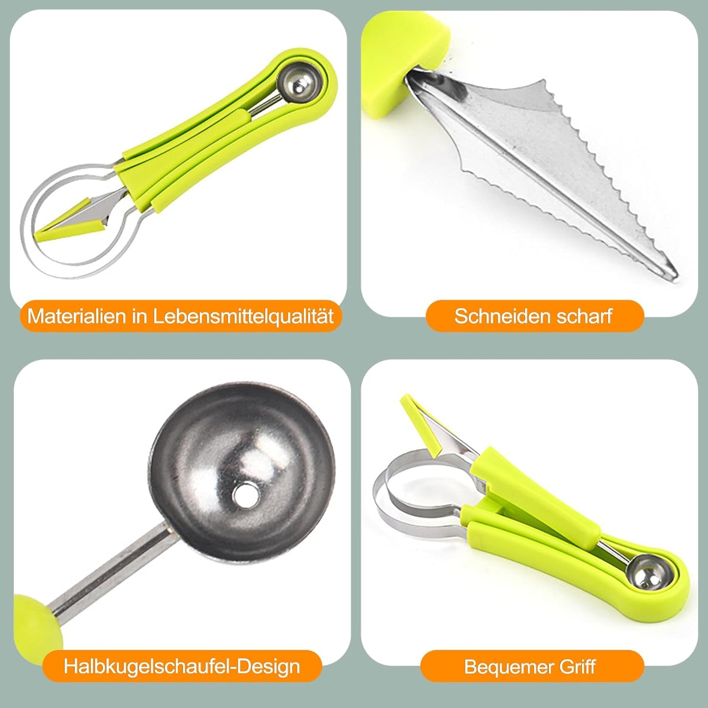 CoguZed Melon Baller Scoop Set, Melon Scooper and Fruit Carving Tools, Melon Baller with Cookie Scoop Set for Ice Cream, Melons & Cookie Dough