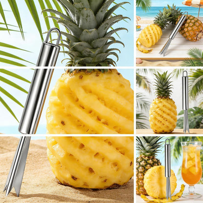 4 Pcs Pineapple Eye Remover Tool Set Stainless Steel Peeler Cutter Multifunctional Fruit Slicer Corer for Peel Peeler Pinapple Cut Kitchen Tools and Accessories