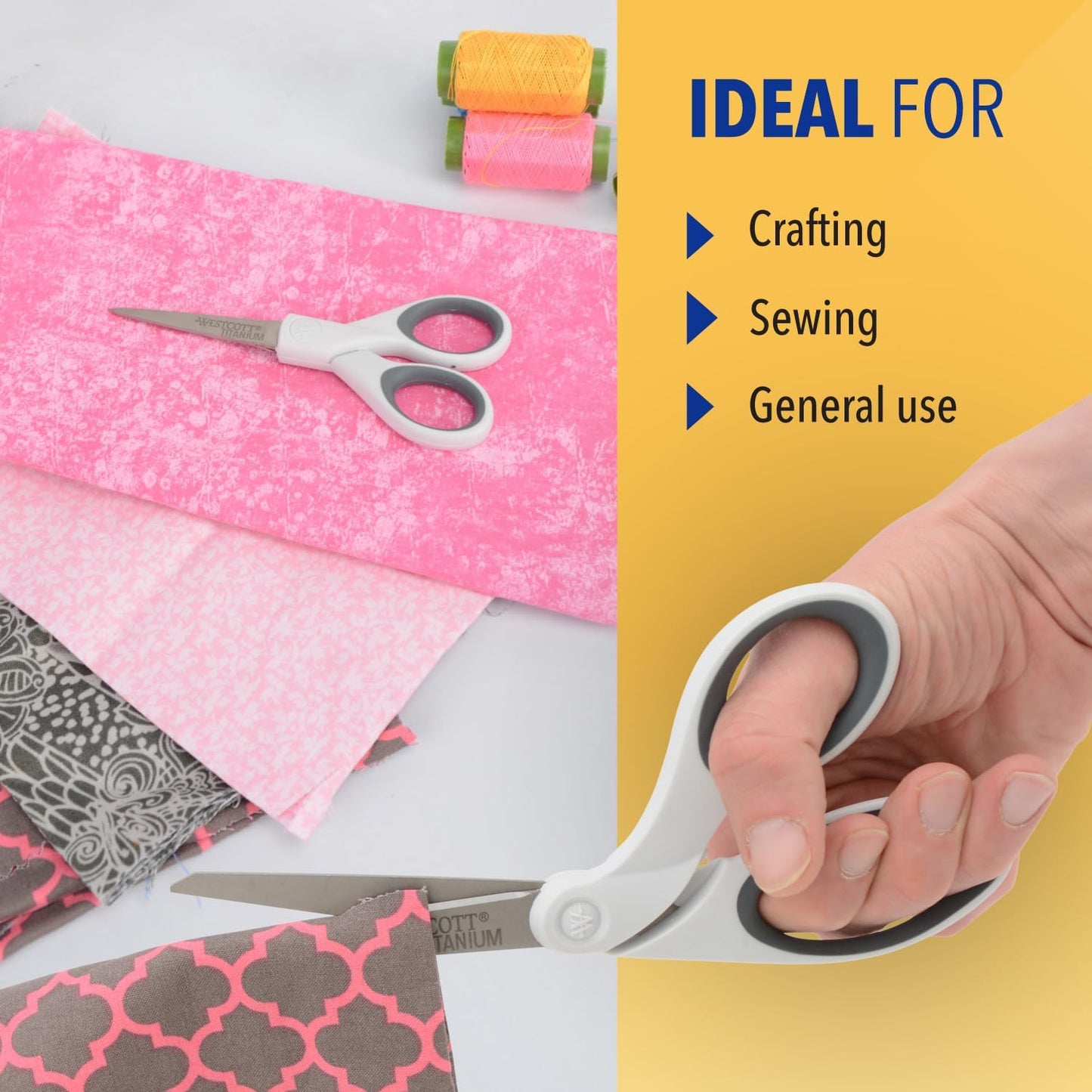 Westcott 5-Inch Micro-Tip Fabric Scissors with Titanium-Bonded Blades - Craft Scissors for Paper and Fabric, Sewing, and More