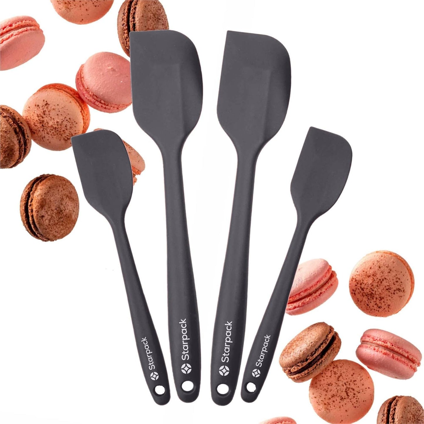 Starpack 'Scrape and Stir' Silicone Rubber Spatula Set (4-Piece) - LFGB Non Toxic, 600°F Heat Resistant, BPA-Free, One-Piece Kitchen Baking Spatulas - Dishwasher Safe for Nonstick Cookware Earthy Pink