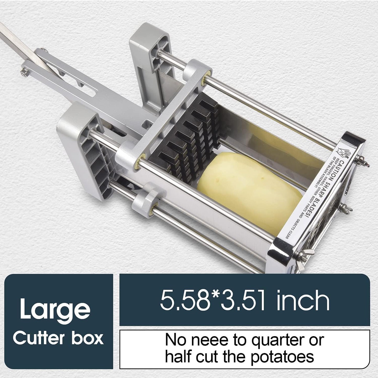 French Fry Cutter, Sopito Professional Potato Cutter Stainless Steel with 1/2-Inch and 3/8-Inch Blade Great for Potatoes Carrots Cucumbers