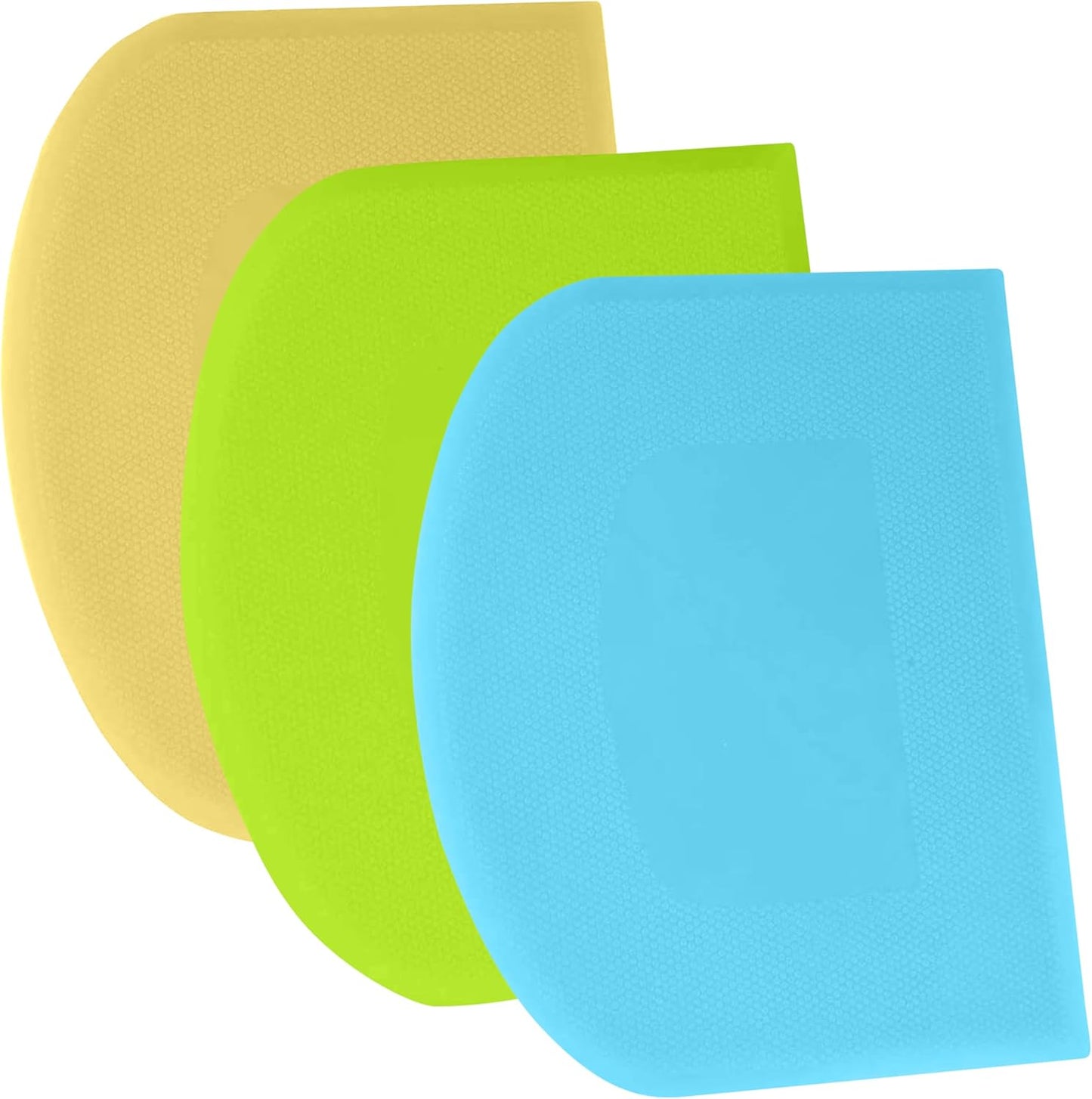 SURDOCA Dough Scraper Bench Scraper - 3P 4.7x3.7" Plastic Flexible Bowl Scraper, Sharp Edge & Angles Cake Scraper. Non-Slip Bakeware Decorating Tools Sculpting & Modeling Tools - Pure White - Colors B
