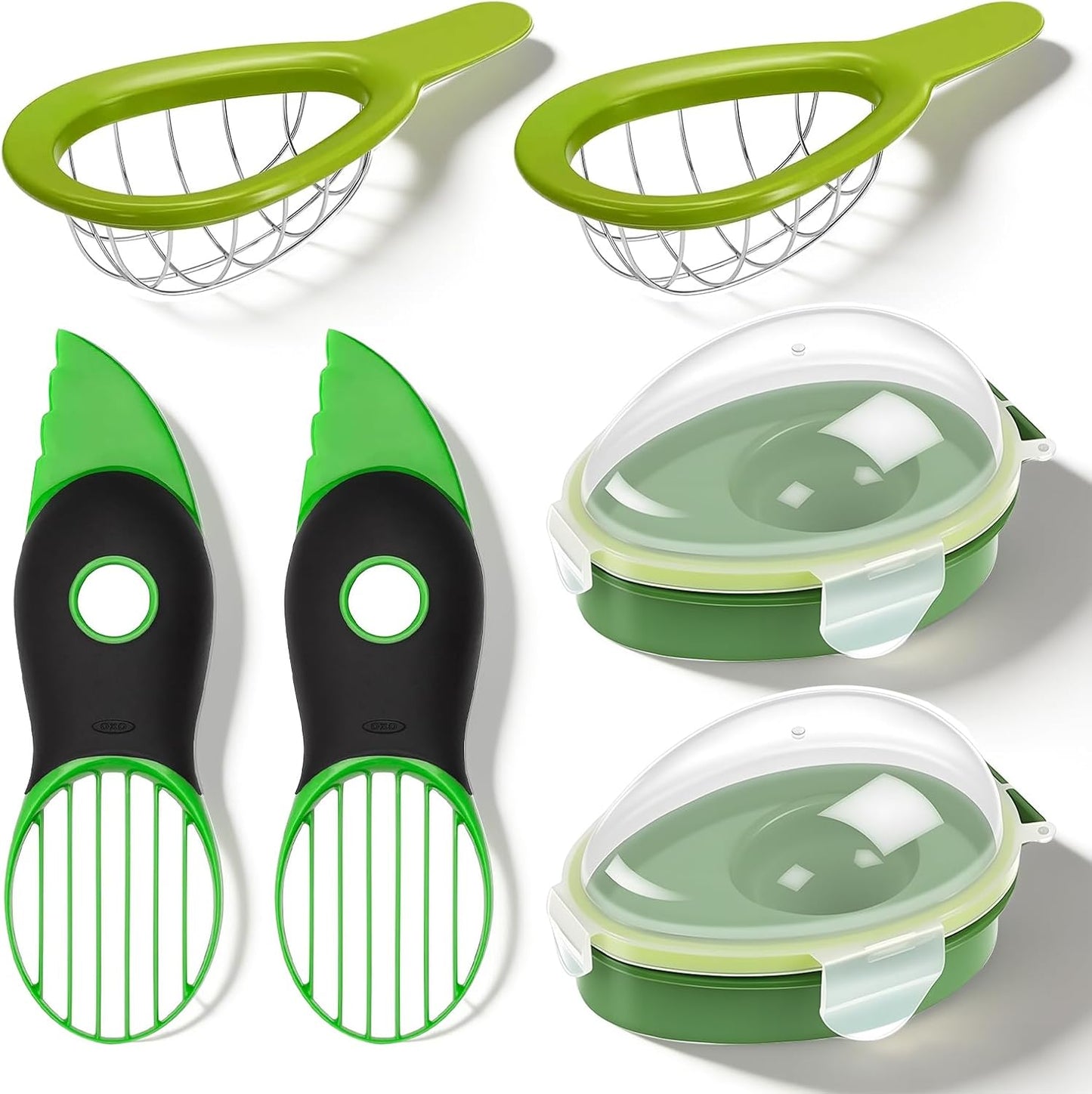 Avocado 3 Piece Set, Includes Avocado Slicer, Cutter and Airtight Storage Container, Dishwasher Safe Tool for Slicing, Dicing and Keeping Avocados Fresh