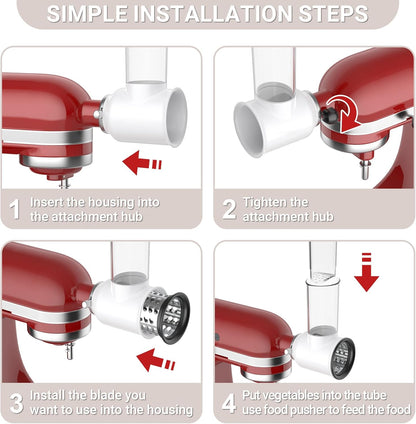 Cofun Slicer Shredder Attachment for Kitchenaid Stand Mixer, Cheese Grater Attachment, Food Slicer Salad Maker for Kitchen aid Mixer Accessories and Attachments with 3 Blades