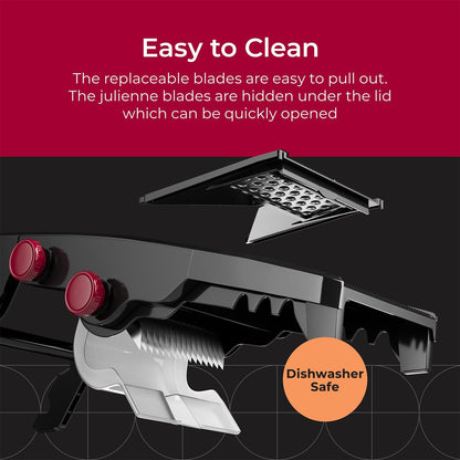 MuellerLiving Mandoline Slicer for Kitchen, Stainless Steel, Slice or Julienne, Vegetable Chopper, Fruit Slicer