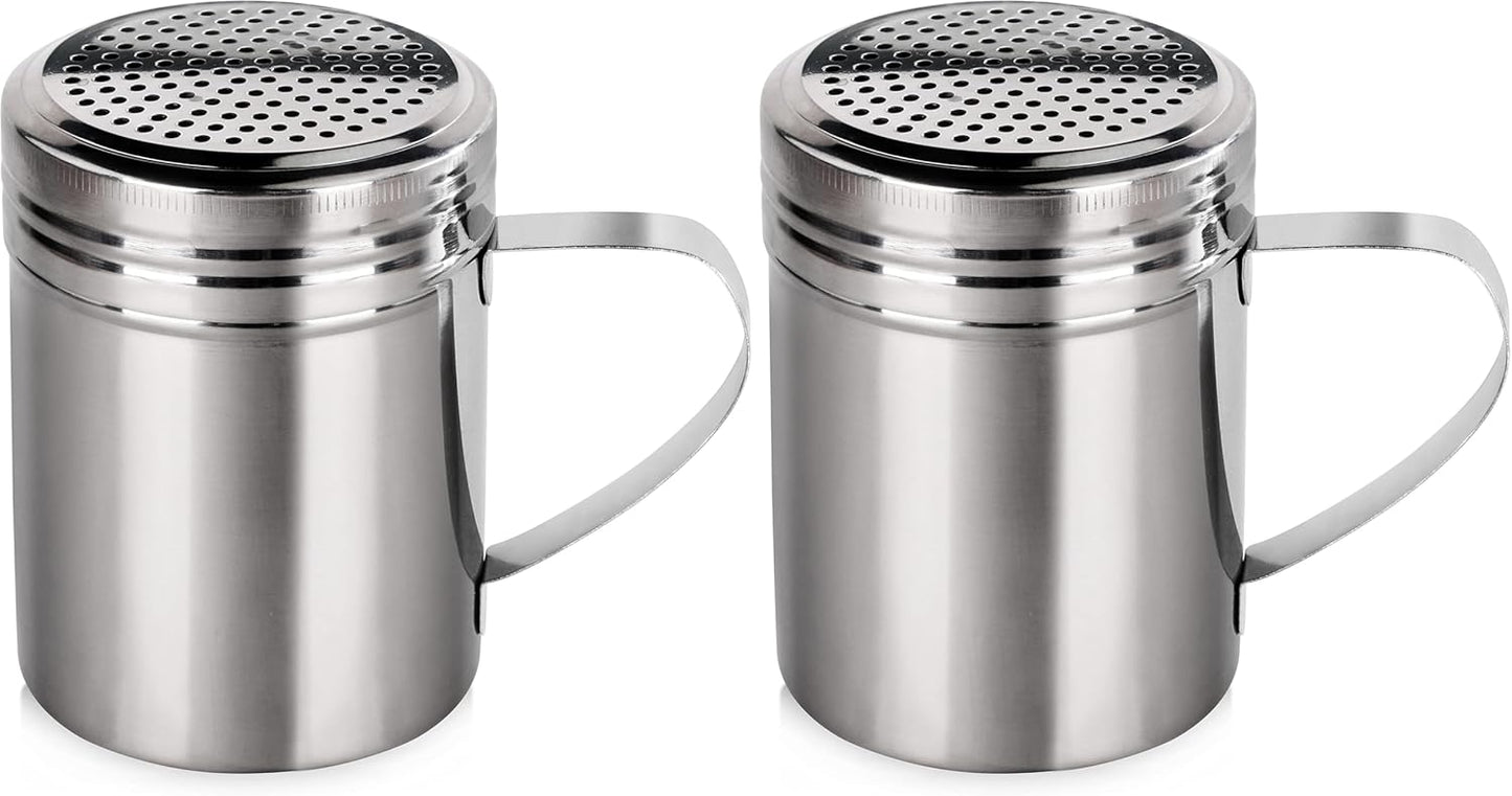 New Star Foodservice 28478 Stainless Steel Dredge Shaker, 10-Ounce, Set of 2