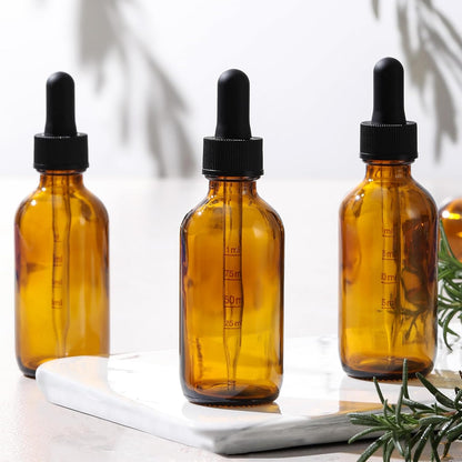 4 Pack, 1 oz Thick Dark Amber Glass Dropper Bottles with 1 Funnels & 4 Labels - 30ml Tincture Bottles with Eye Dropper - Leakproof Essential Oils Bottle - Storage and Travel for Beauty or Health