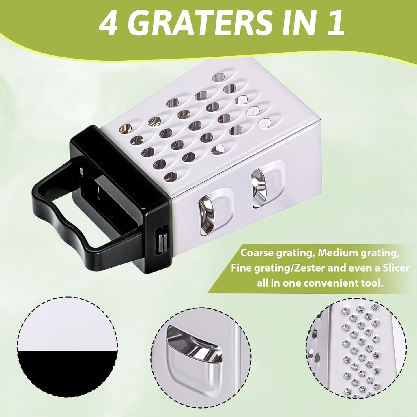 Ptwola 6 Pcs Mini Cheese Grater Professional Box Grater Stainless Steel Fine Coarse Handheld Slicer with 4 Sides Small Box Food Shredder Safe Zester for Kitchen Cheese Garlic Ginger Vegetable Potatoes