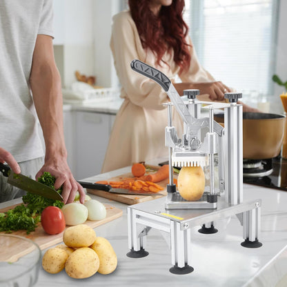 Commercial French Fries Cutter 1/4″ 3/8″ 6 Wedges 6 Wedges to Core Stainless Steel Blades Potato Slicer Fruit Chopper for Restaurant Home Kitchen Cutting, Sliver