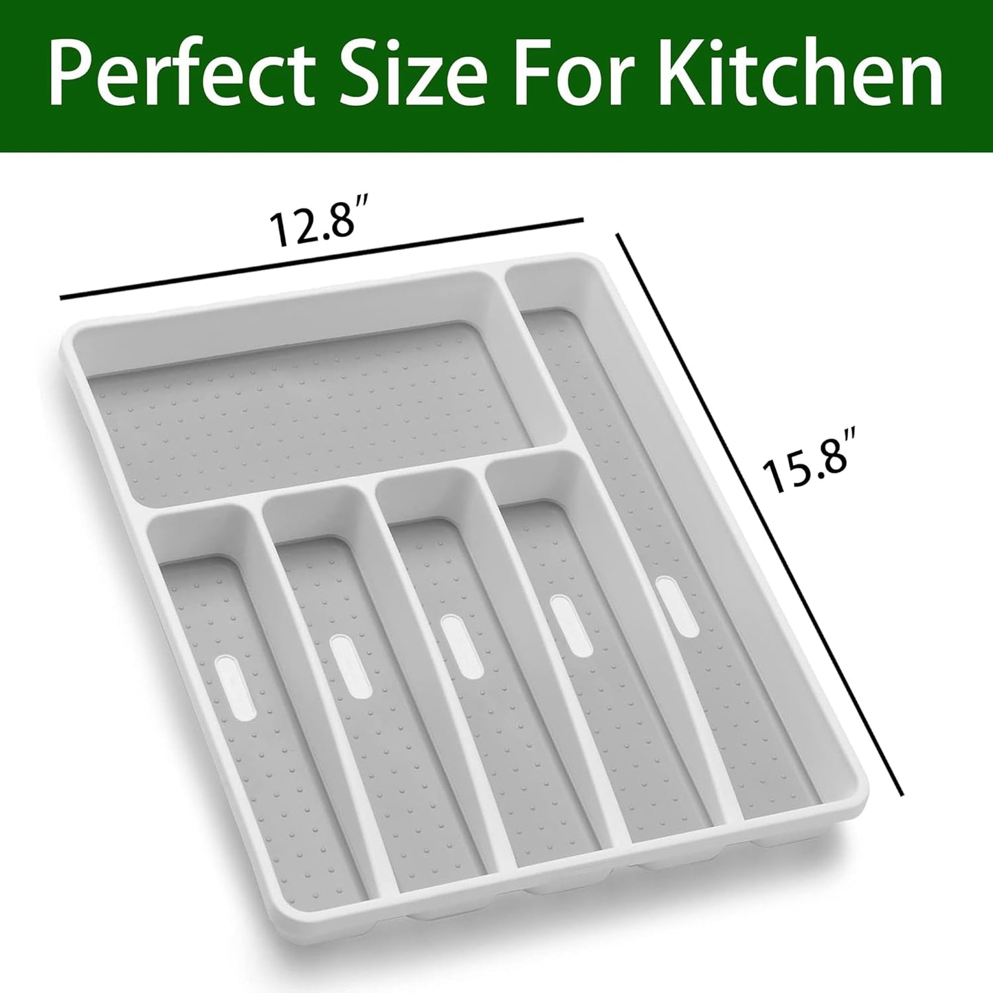 Loyareal Silverware Organizer Utenisl Organizer Holder Kitchen Drawer Organizer Plastic Silverware Tray for Drawer Flatware Organizer 5 Compartment White