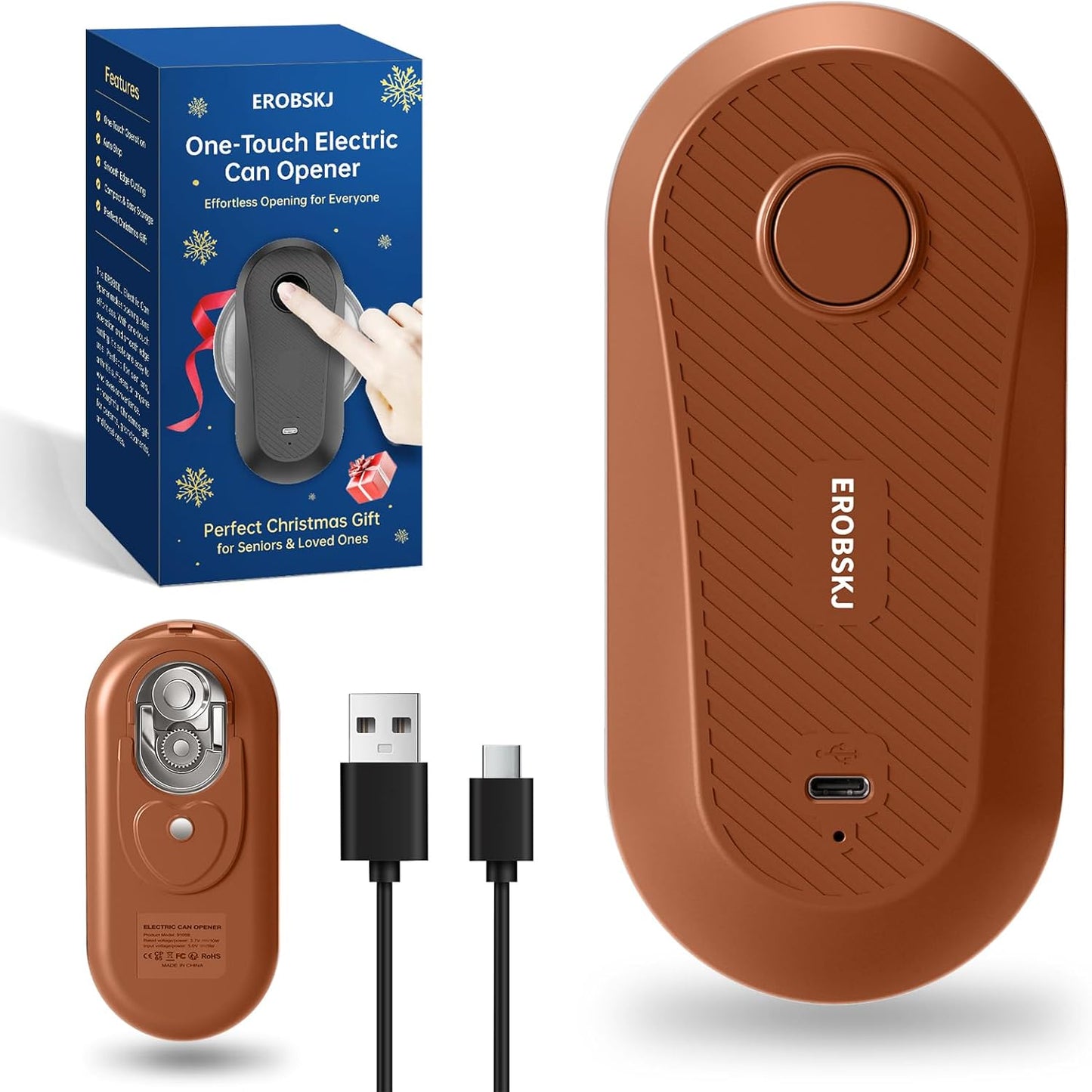 Electric Can Opener, Rechargeable Can Openers for Seniors & Arthritis, One-Touch Automatic Can Opener, Hands-Free, Smooth Edge, Compact, Kitchen Gadgets