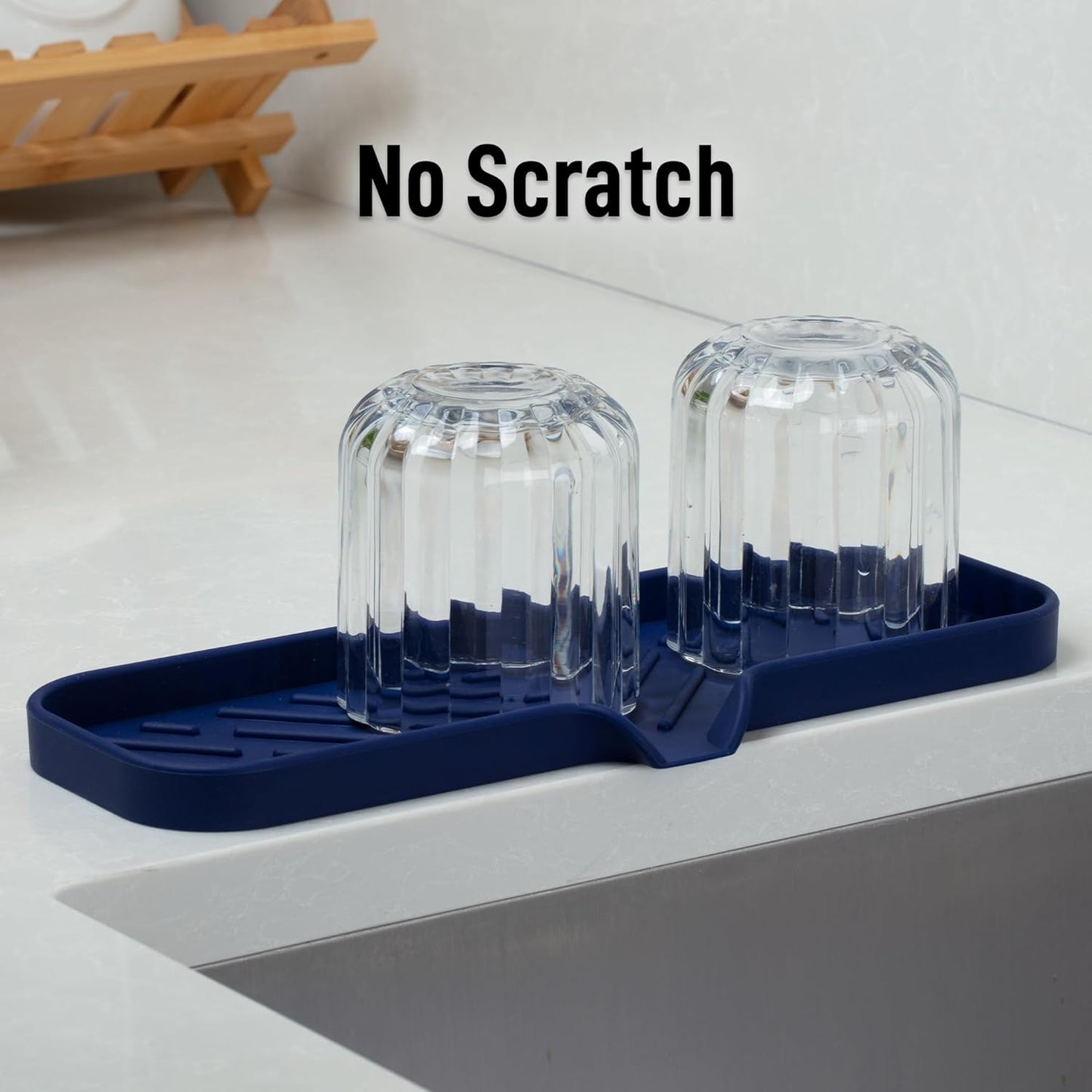 Zulay Kitchen (9x3.5in Sponge Holder for Kitchen Sink - Flexible Heavy-duty Multipurpose Sink Caddy - Counter Organizer for Kitchen, Bathroom, Makeup, Trinkets & More! (Grey)