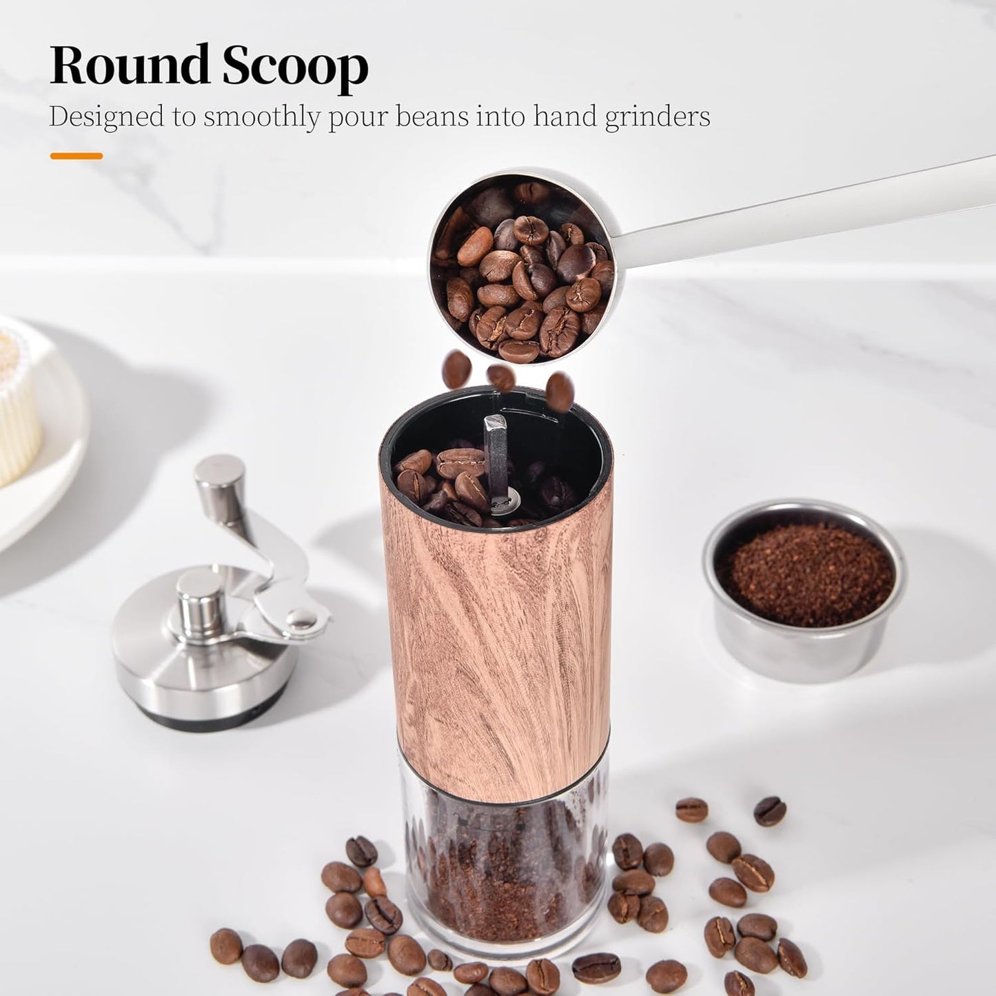 Long Handle Coffee Scoop: 5.64 Inch 18/8 Stainless Steel 1 Tablespoon Metal Measuring Spoon Tbsp Scoop for Coffee Beans, Grounds Coffee, Coffee Powder, Tea, Tall Jars (1Tbsp/15ml)