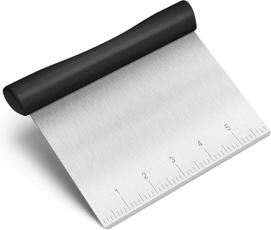 Upgraded 304 Stainless Steel Multi-Purpose Bench Scraper with Measurement Marks, Dishwasher Safe, Dough Cutter for Pizza, Bread and Cookie Dough Vegetable Chopper, Baking Supplies, Mint Green