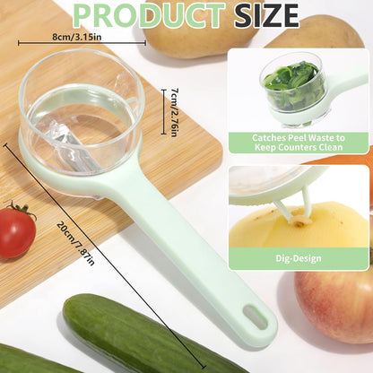 Vegetable Peeler with Container, Stainless Steel Potato Peeler and Fruit Peeler with Storage Box, Multi-Function Veggie Peeler with Peel Catcher for Home Kitchen (Orange)