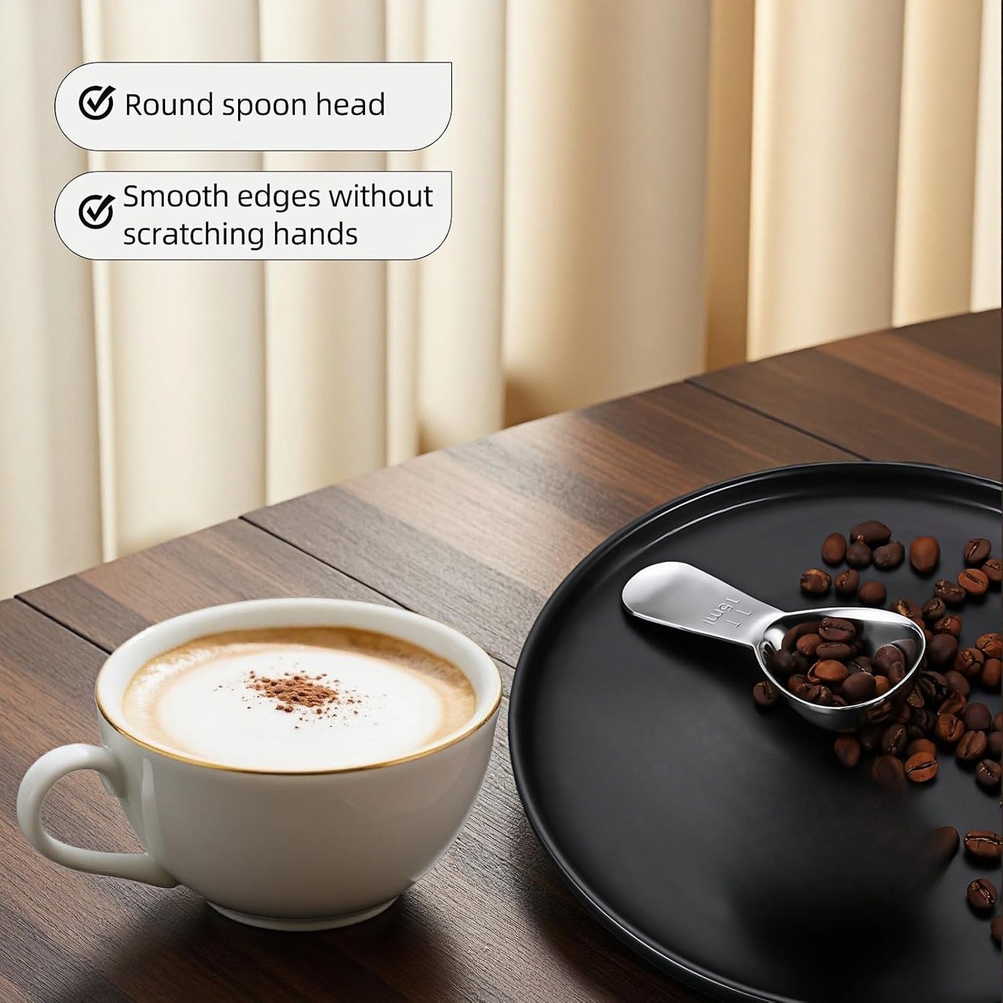 1 Tbsp(30ml) Coffee Scoop,Stainless Steel Measuring Spoons for Coffee,Protein Powder,Sugar,Easy Read Laser Engraved Mark,Short Handle Fits in Container,Rust-Resistant,Drop-Resistant (2T 30ml)
