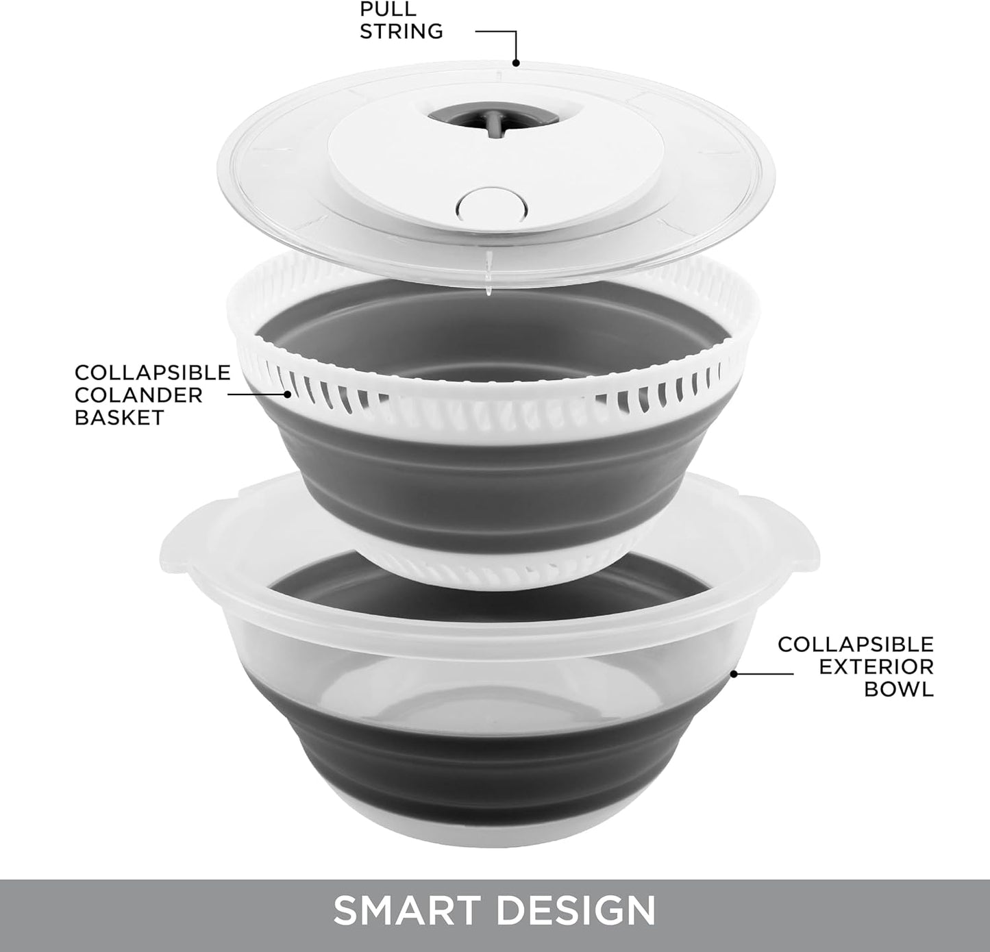 COOK WITH COLOR Collapsible Salad Spinner - 4 QT Space Saving Lettuce Dryer with Folding Collapsible Colander Great for Washing and Drying Fruit and Vegetables (Blue)