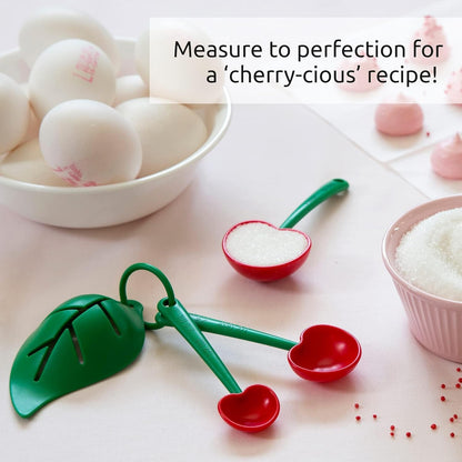 OTOTO Measuring Cups Set - Teaspoons for Dry & Liquid Ingredients, BPA-free & Dishwasher Safe, Funny Gifts, Baking Accessories, Unique Kitchen Gadgets (Mon Cherry)