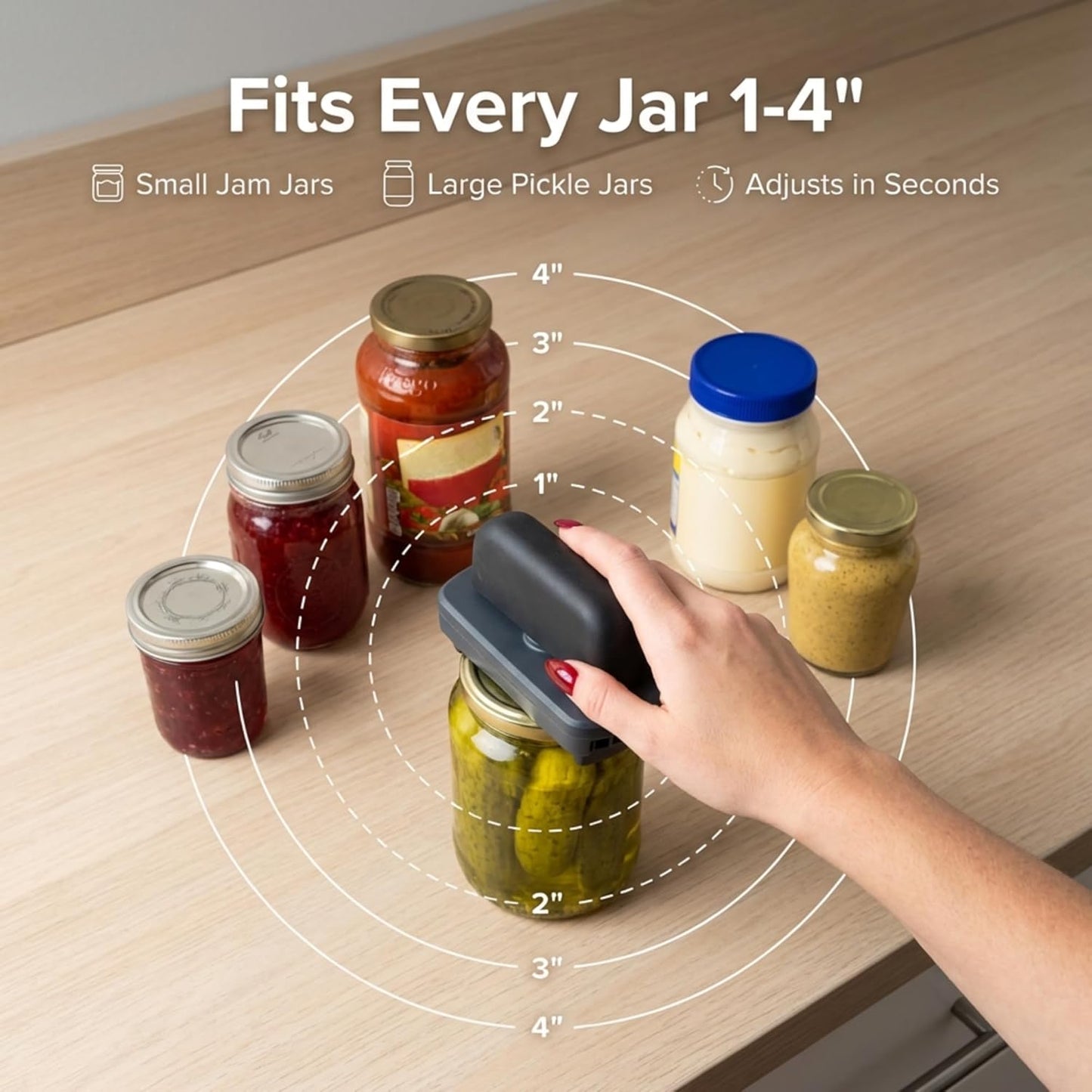 Jokari Easy Grip Adjustable Jar Opener to Open Jars with Lids of Virtually Any Size. Perfect Kitchen Gadget Accessory So Anyone With Arthritis, Weak Grip Strength or Sore Hands Can Twist Tops Easily