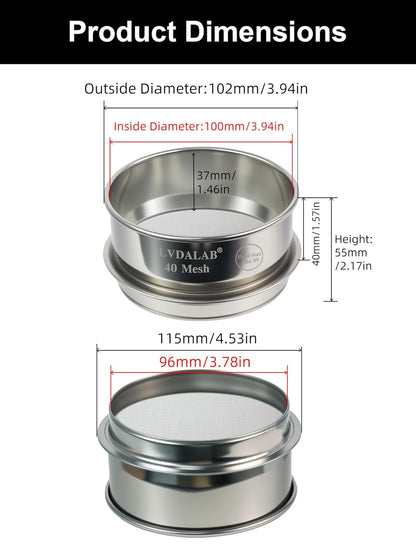 All 304 Stainless Steel Mesh Lab Sieve, 30 Mesh (0.6mm) Aperture Test Sieve, 4inch(10cm) Standard Analysis Sample Test Sieves for Industrial Laboratory Homes