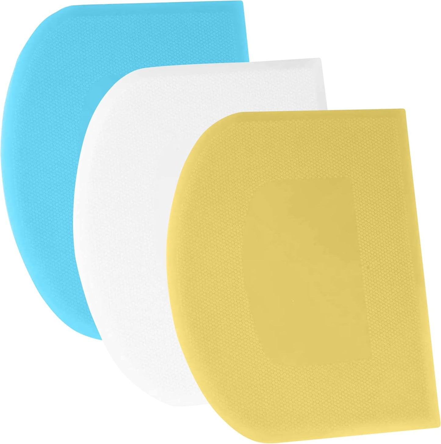 SURDOCA Dough Scraper Bench Scraper - 3P 4.7x3.7" Plastic Flexible Bowl Scraper, Sharp Edge & Angles Cake Scraper. Non-Slip Bakeware Decorating Tools Sculpting & Modeling Tools - Pure White - Colors B