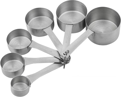 Smithcraft Measuring Cups and Spoons Set 15, Metric & US 18/8 Stainless Steel Measuring Cups and Spoons Set for Baking & Kitchen, 6 Measure Cups & 7 Spoons Leveler & Measure Equivalents for Dry&Liquid