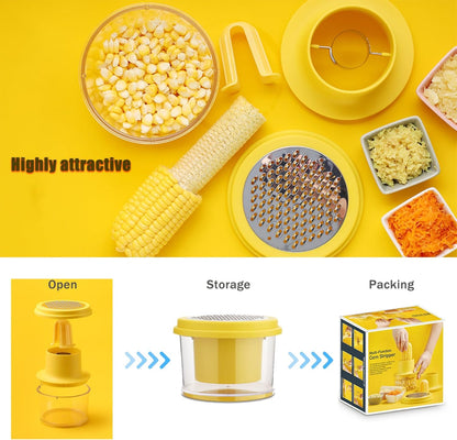 Corn Peeler Stripper for Corn on the Cob, Stainless Steel Corn Cob Stripping Tool, Corn Thresher with Bowl No Splash No Waste