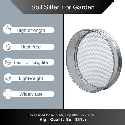 Garden Soil Sifter -10" Sifting Pan-Sieve for Sand Rocks Dirt Compost (1/12”Mesh Screen)