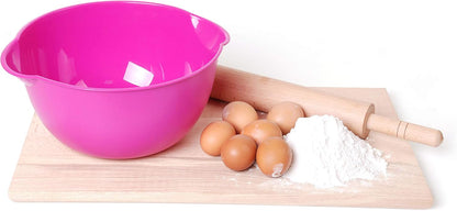 Mintra Home Mixing Bowl w/Colander (Large 4.5L, Red) - For Washing & Draining Fruits And Vegetables - Heavy Duty Plastic for Baking, Cooking Supplies - Dishwasher Safe