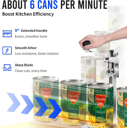 Commercial Can Opener Heavy Duty, 16" Stainless Steel Manual Table Can Opener for #10 Cans up to 10" Tall, Industrial Kitchen Tool with Cast Steel Base & Stainless Steel Blade