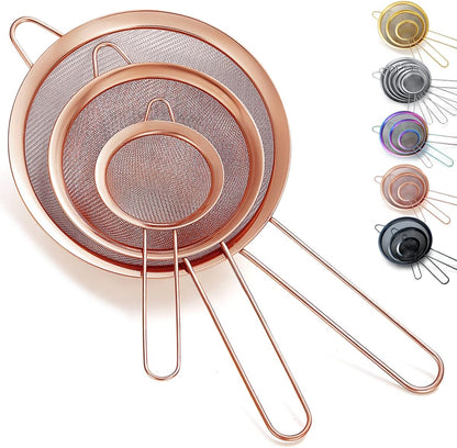 Kyraton Fine Mesh Strainer 6 Pieces Set, Flour Sifter For Baking, Stainless Steel Clander, Matcha Tea Strainer, Gravy Separator, Stasher Sieve Pasta Strainers