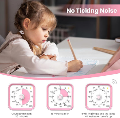 Visual Timer for Kids with Pause Function, 60 Minute Countdown Timer for Kids Desk Study, Teaching, Kitchen Cooking, Office Meetings, Time Management for ADHD (White)