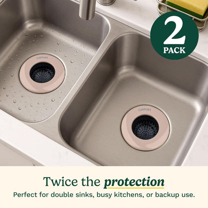 Cuisinart Sink Strainers- 2 Pack Kitchen Sink Drain Strainer & Food Catcher with Enamel-Coated Stainless Steel Rim and Silicone Base, Fits Standard 3.5" Drains, Outer Diameter 4.35", Scratch-Safe