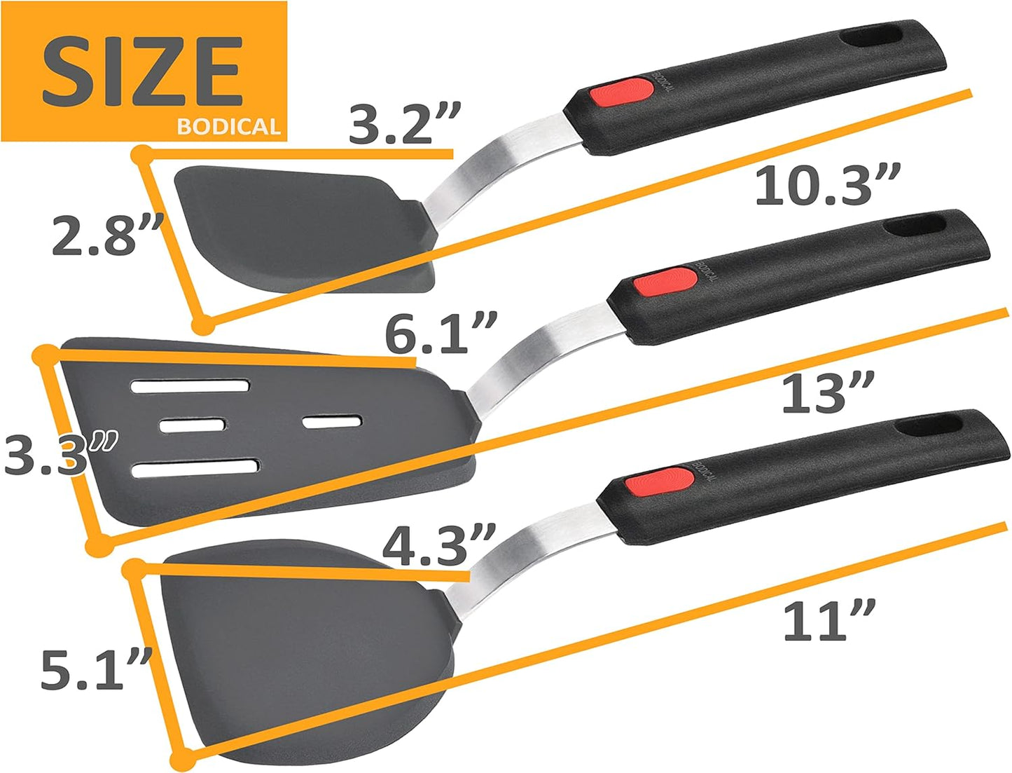 Mixed 5 Piece Silicone Spatula Set, 600F Heat-Resistant No-Melt Rubber Spatula Handle and Blade - Kitchen Cooking Utensils for Nonstick Cookware, Spatula Turner for Egg,Pancake,Burger- Dishwasher Safe