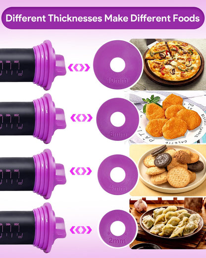 Silicone Rolling Pin with Thickness Rings, Adjustable Designs for Fondant, Cookie Decorating, Pasta, Pizza, 23.6 inch Purple Large Long Pin