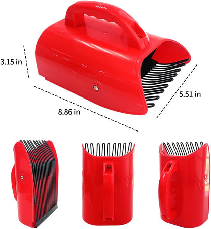 2 Pack Blueberry Picker with Metallic Comb and Ergonomic Metal Handle, Plastic Scoop for Blueberries Lingonberries Huckleberries (Red)