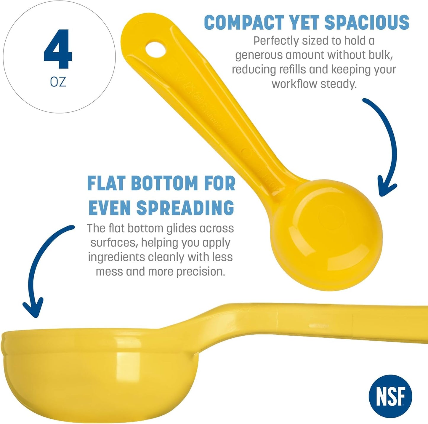 Carlisle FoodService Products 492104 Measure Miser Solid Measuring Spoon with Short Handle, 1 Ounce, Yellow