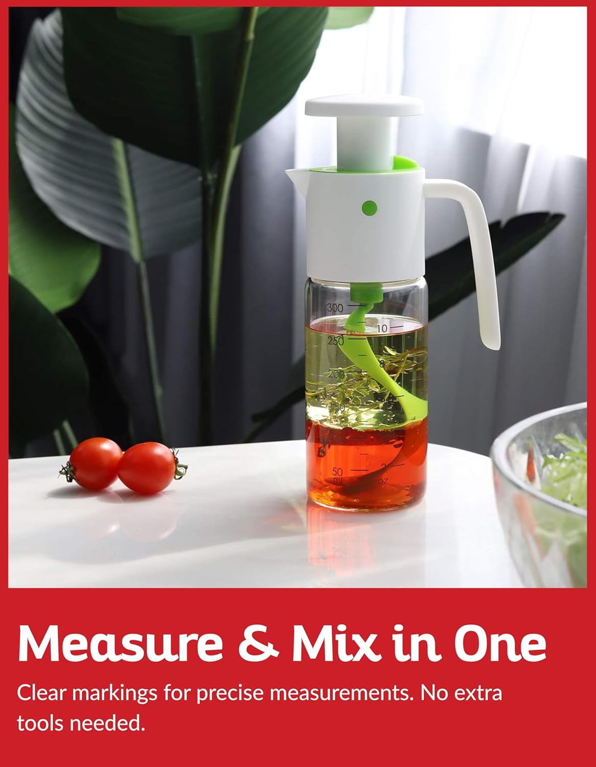 Boxiki Kitchen Salad Dressing Mixer Bottle – Leakproof Glass Shaker with Measurements | Easy Blend Oil & Vinegar Dispenser for Healthy Homemade Sauces, Marinades & Vinaigrettes