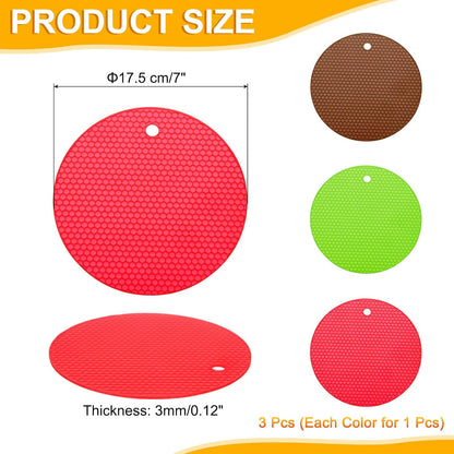 uxcell 3pcs Silicone Jar Opener Pads, 17.5cm/7" Texture Can Opener Multipurpose Round Bottle Lid Opener Non-Slip Coasters for Weak Hands Seniors Children, Orange, Blue, Gray