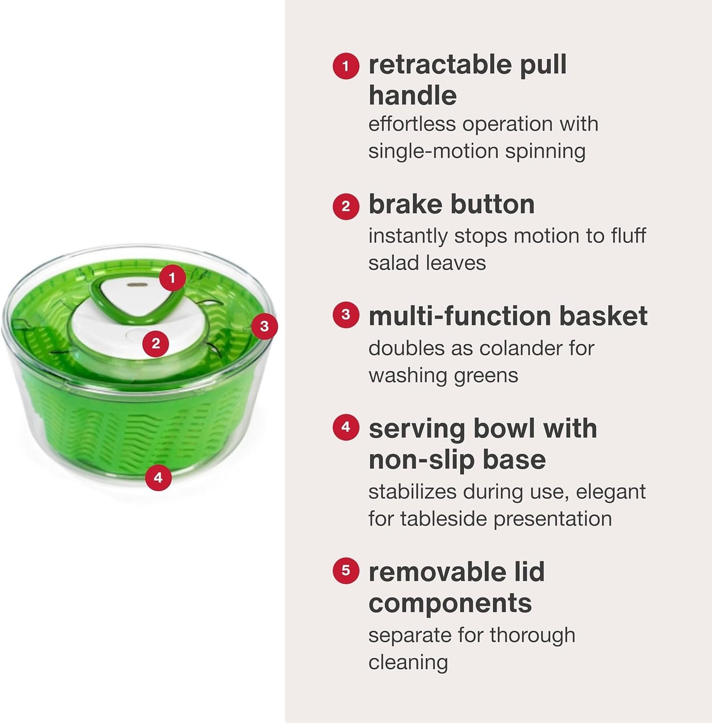 Zyliss Swift Dry Stainless Steel Salad Spinner - Fruit Cleaner & Lettuce Spinner with Push Pump - Non-Slip Bowl - Dishwasher Safe - Small