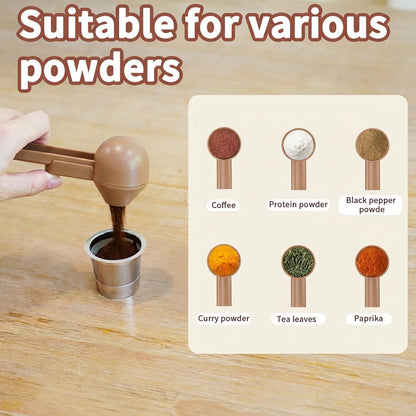 Coffee Scoop with Funnel for Ground Coffee, Protein Powder & Tea, for Reusable K Cup Refiller, 2TBSP Mess-Free, Funnel Design Prevents Spills (Black, 2-Pack)